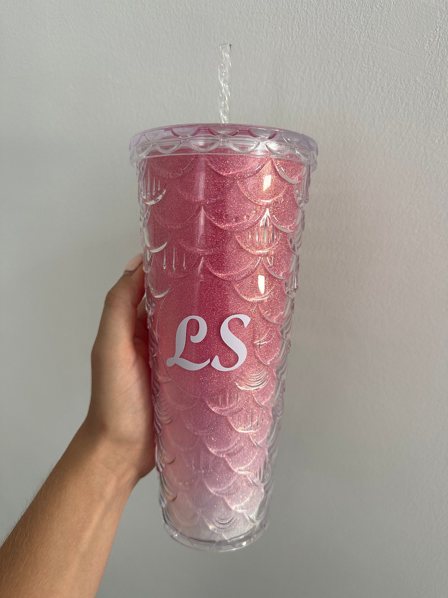 Personalised mermaid straw cup