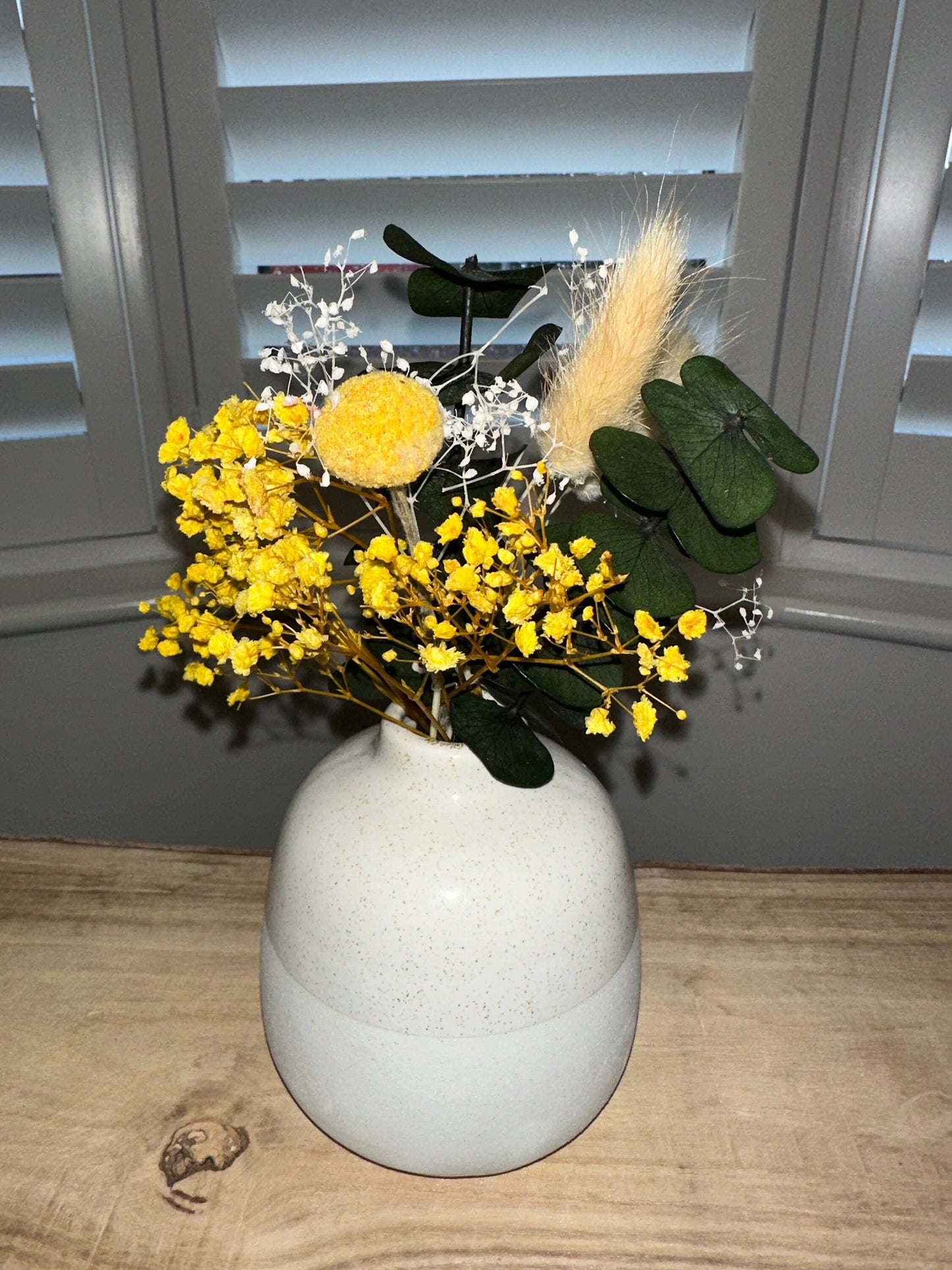 Mini dried floral arrangement with vase