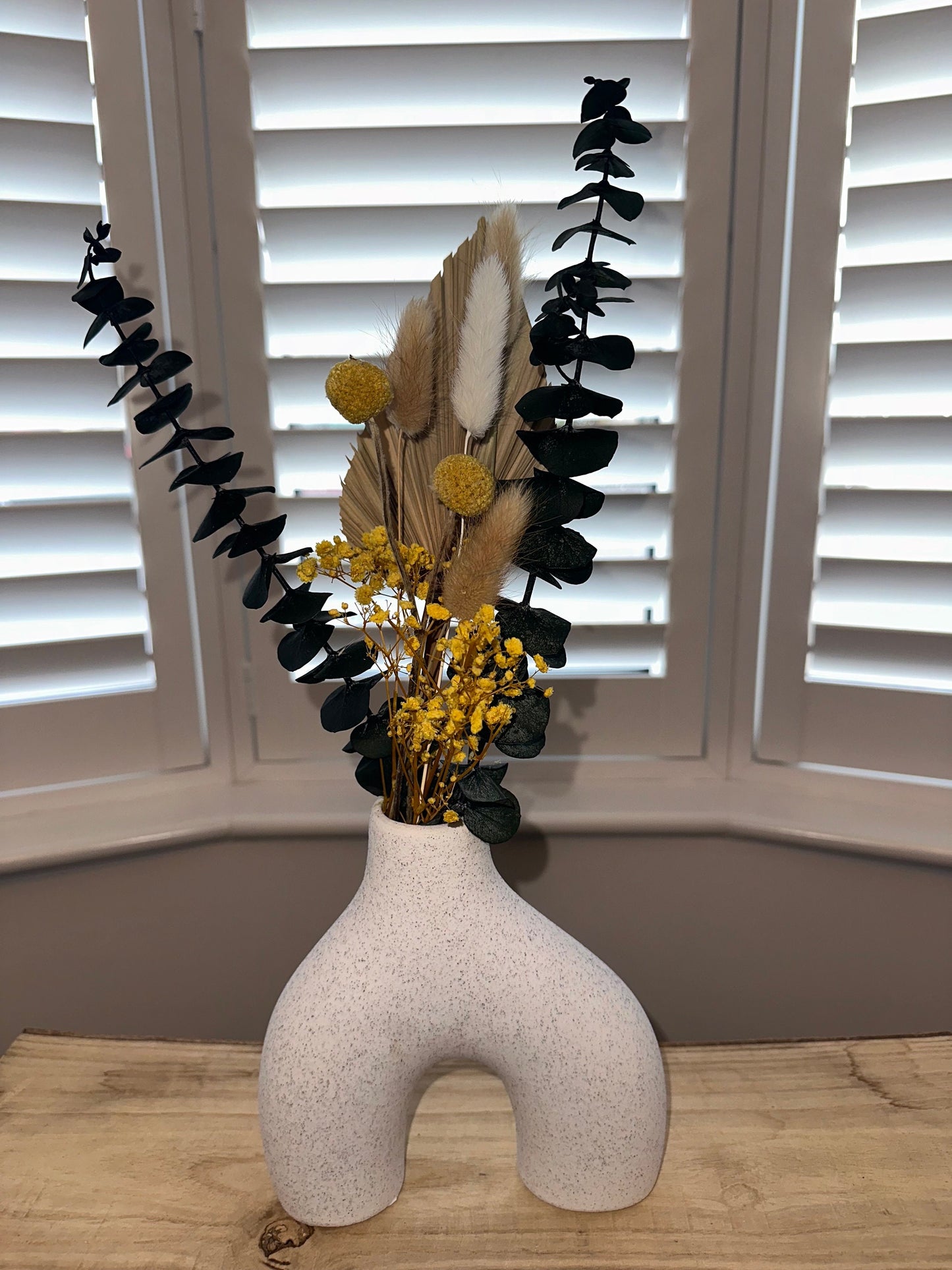 Dried boho floral arrangement with vase - yellow