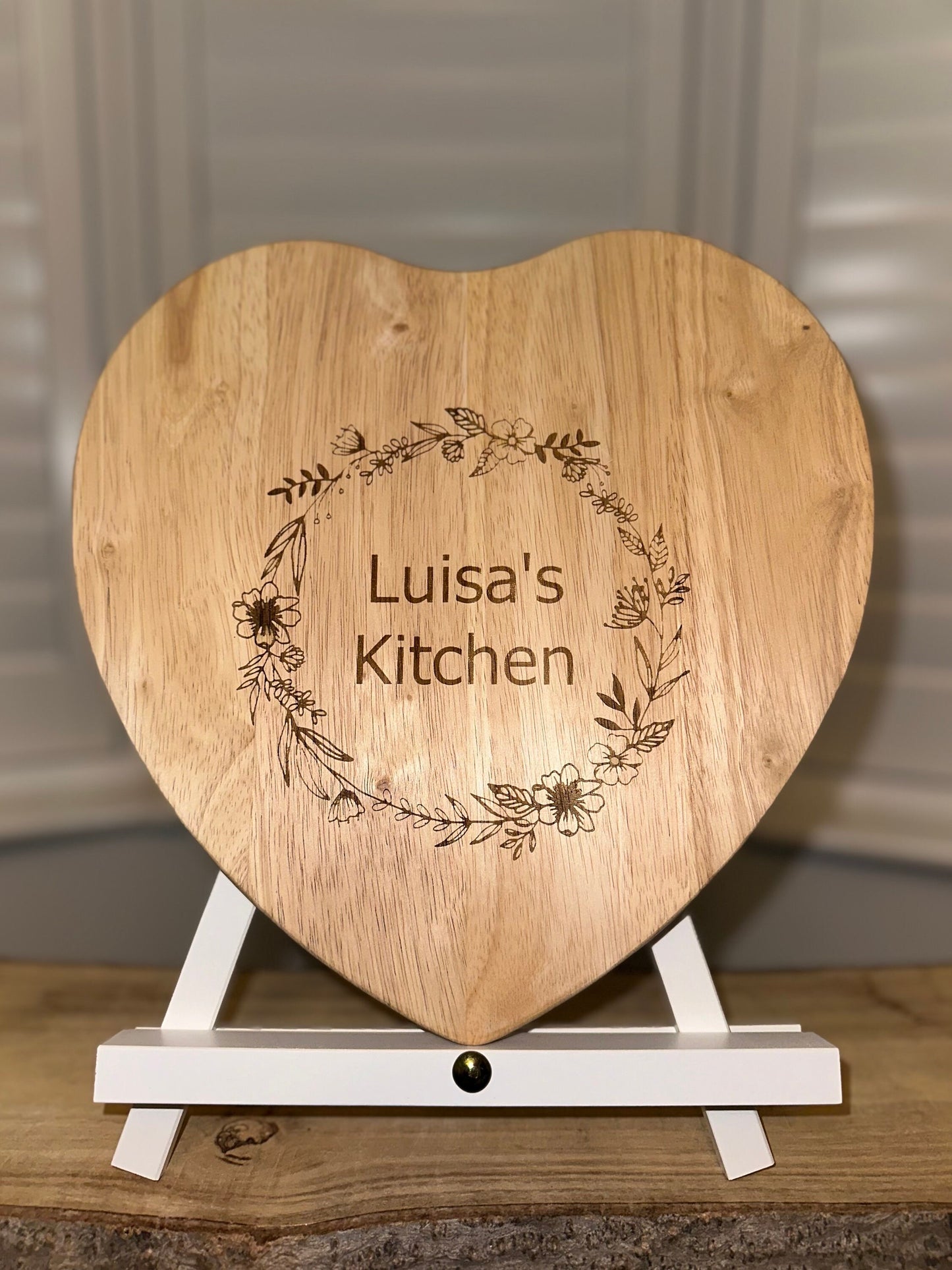 Personalised heart chopping board