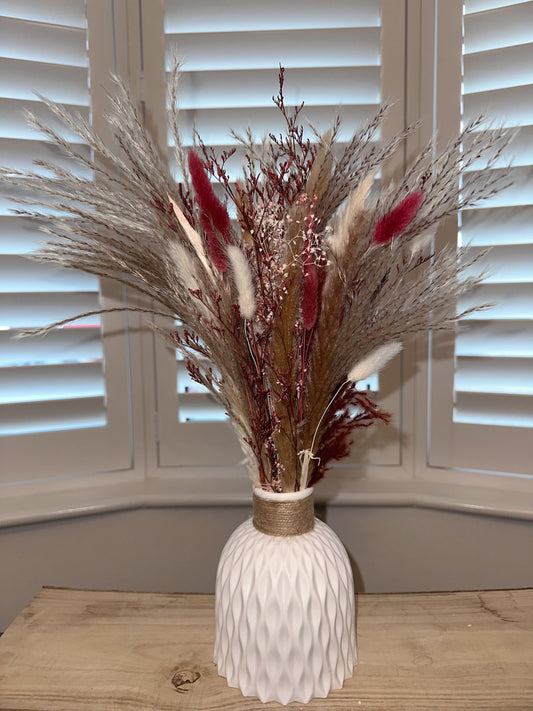 Pampas and dried floral arrangement with vase - pink