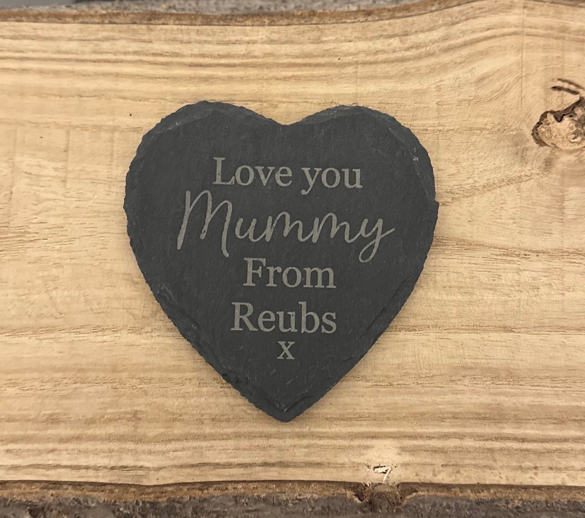 Personalised heart slate coaster