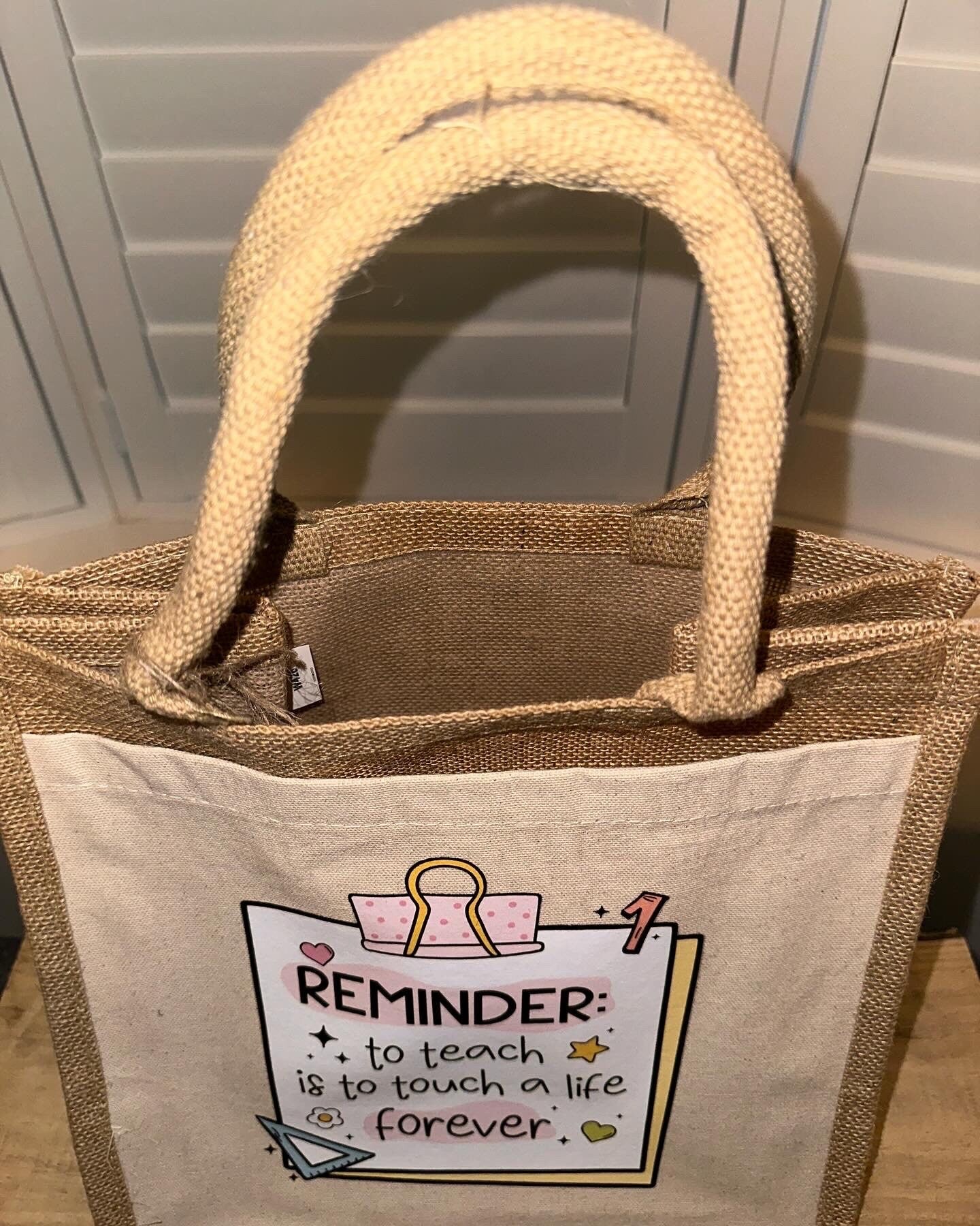 Teacher personalised jute bag - gift